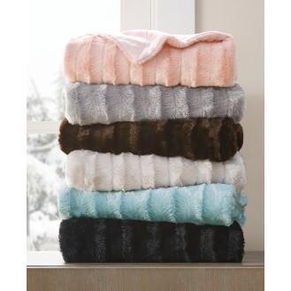 Duke Ribbed Faux-Fur Throw  50