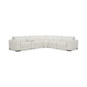 Jenneth 6-Pc. Leather L Sectional with 3 Power Motion Recliners  