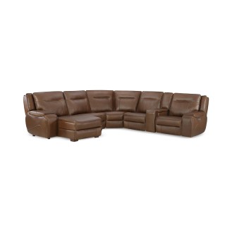 Hansley 6-Pc. Leather Sectional with 2 Power Recliners and Chaise  