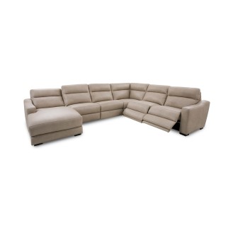 Gabrine 6-Pc. Leather Sectional with 2 Power Headrests & Chaise  