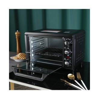 Toaster Oven with 20Litres Capacity  Compact Size Countertop Toaster  Easy to Control with Timer-Bake-Broil-Toast Setting  1200W  Stainless Steel 16x11in Black Extra Large