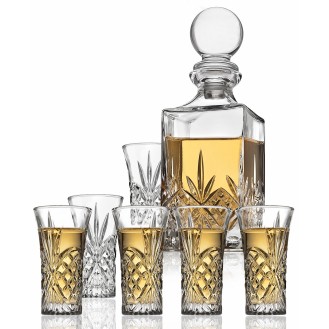 Dublin Crystal 7 Piece Spirits Decanter & Shot Glass Set