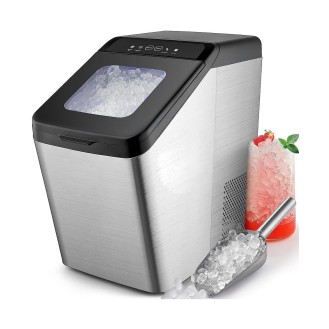 Stainless Steel Sonic Nugget Ice Maker with Metal Scoop